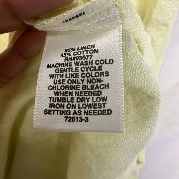 Liz Claiborne Womens Tank‎ Top Yellow Size XXL Linen Blend Button Down Collard - Picture 7 of 9